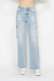 Judy Blue Full Size High Waist Straight Cargo Jeans-Street 360-Light-0-Urbanheer