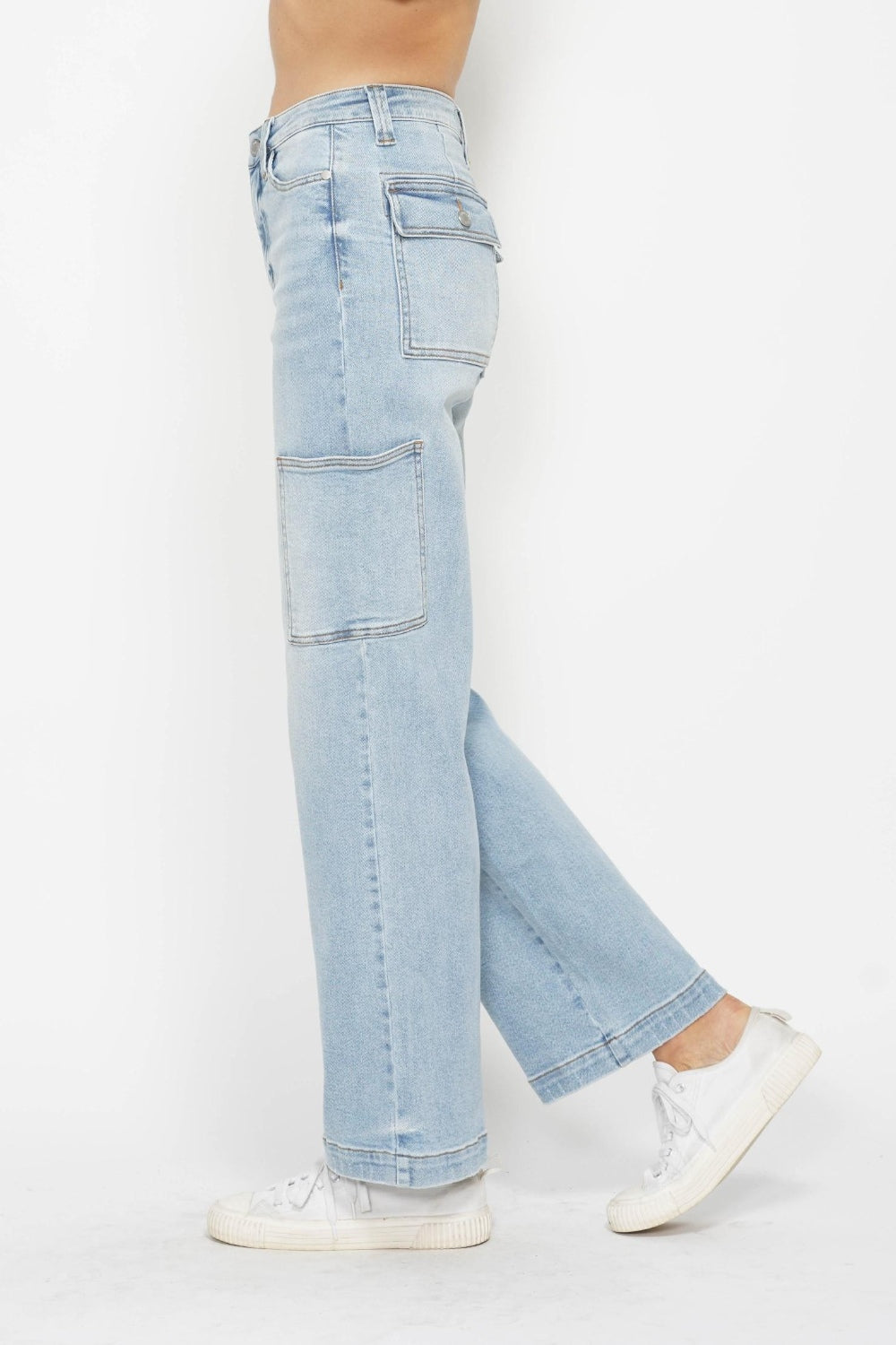 Judy Blue Full Size High Waist Straight Cargo Jeans-Street 360-Light-0-Urbanheer