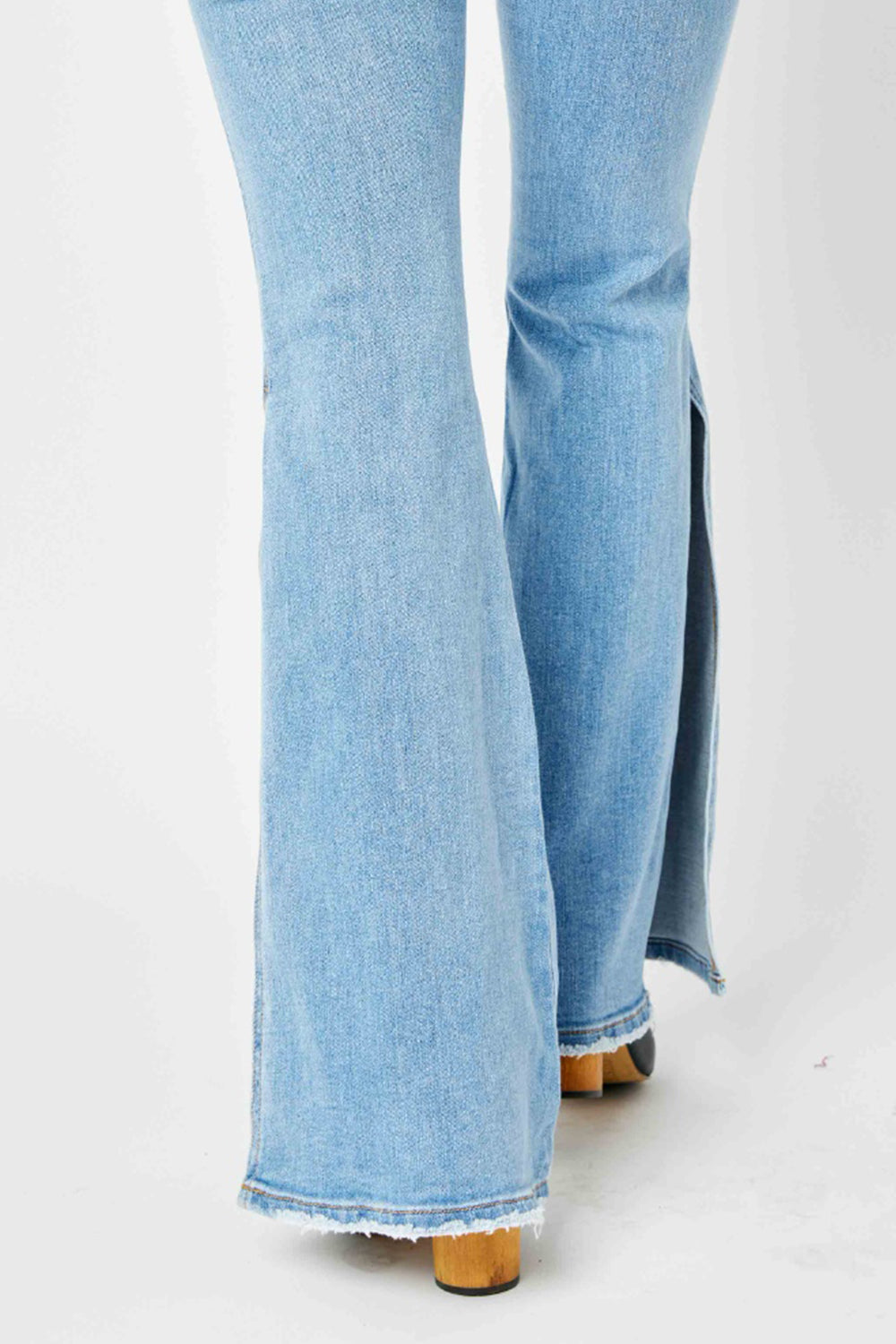 Judy Blue Full Size Mid Rise Raw Hem Slit Flare Jeans-Street 360-Medium-1(25)-Urbanheer