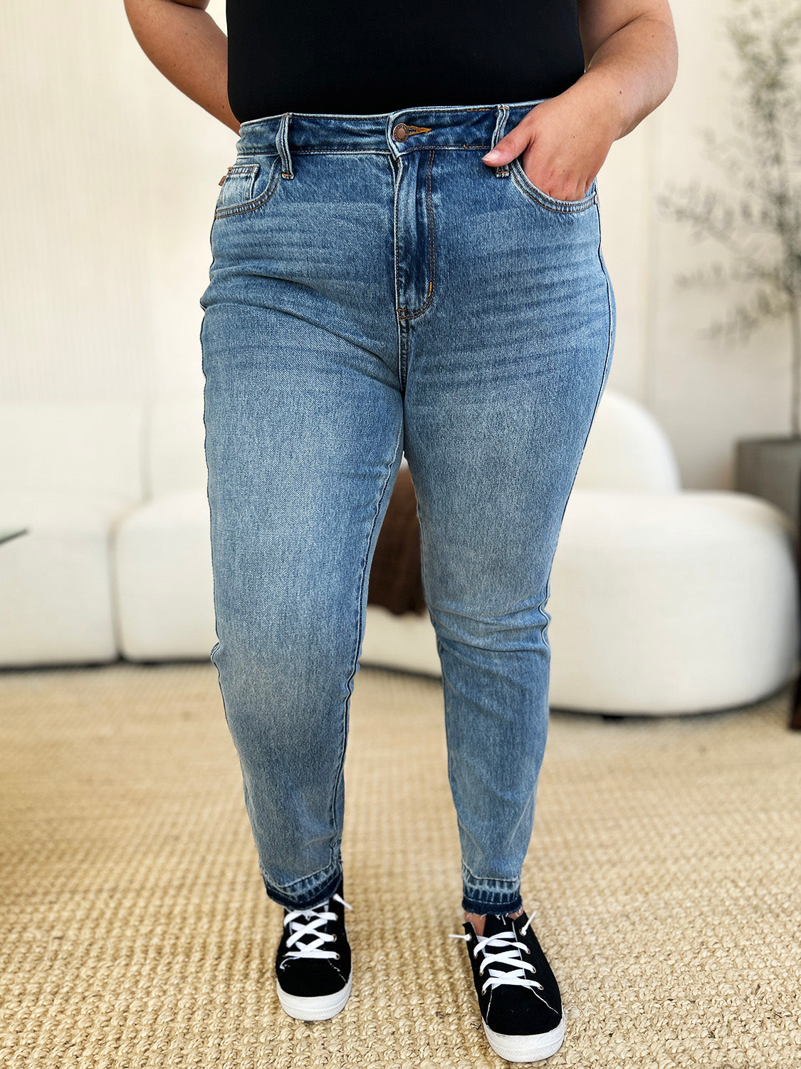 Judy Blue Full Size Mid Rise Rigid Magic Release Hem Jeans-Street 360-Medium-0/24-Urbanheer