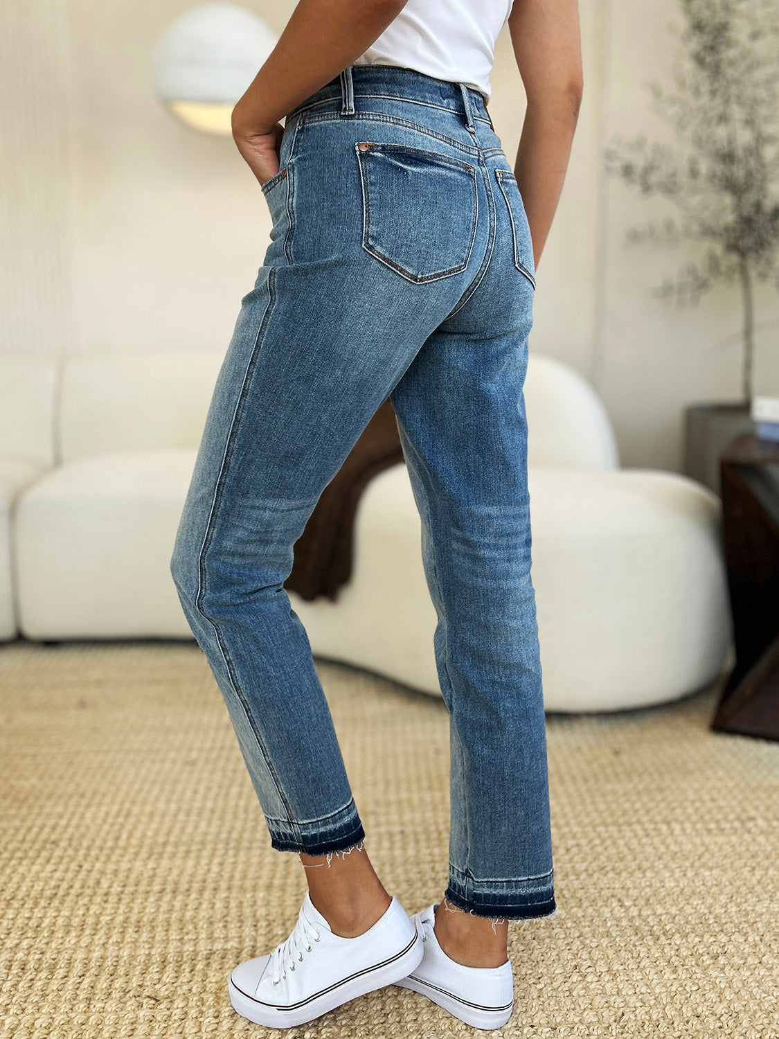 Judy Blue Full Size Mid Rise Rigid Magic Release Hem Jeans-Street 360-Medium-0/24-Urbanheer