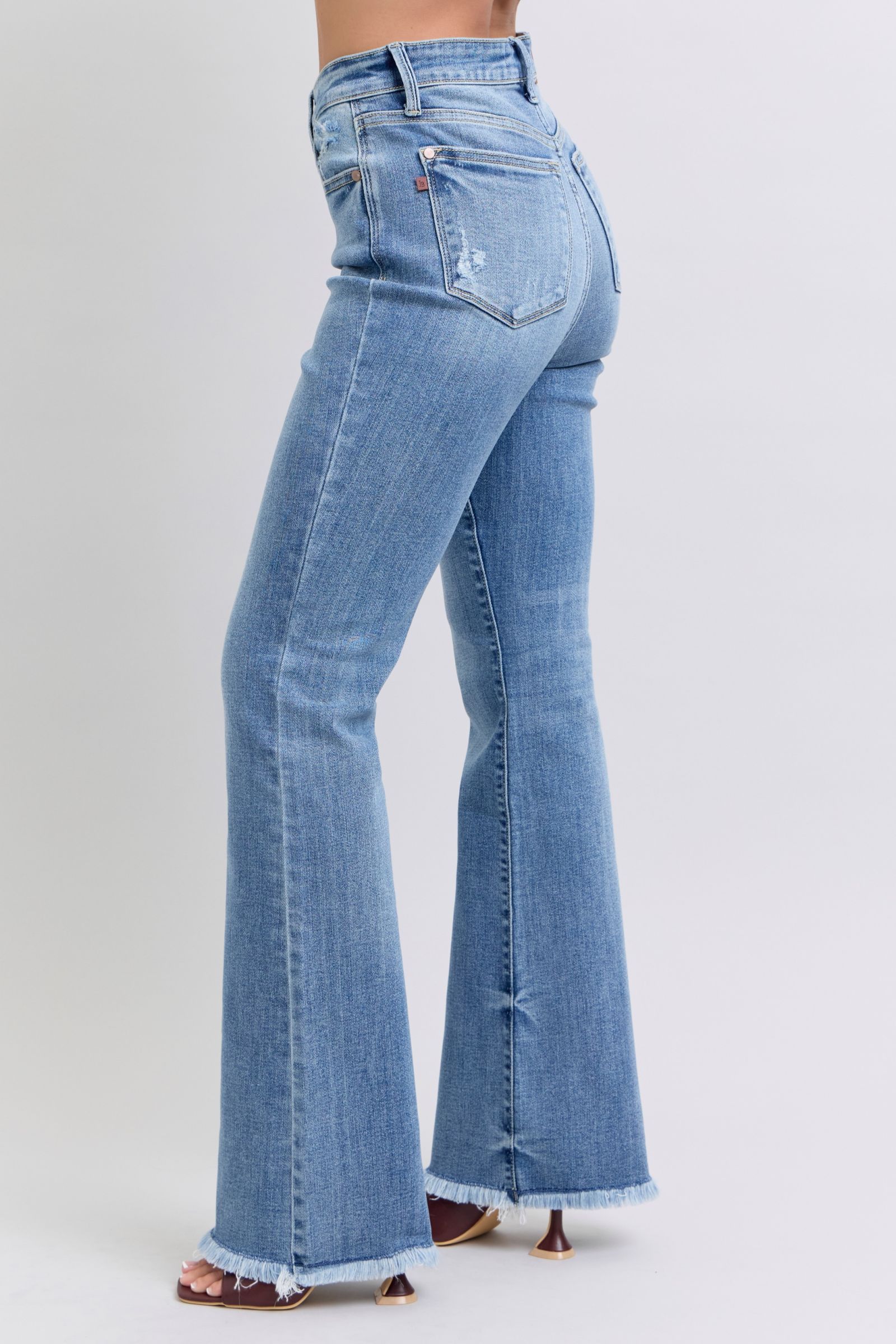 Judy Blue Full Size Raw Hem High Rise Bootcut Jeans-Street 360-Medium-0(24)-Urbanheer