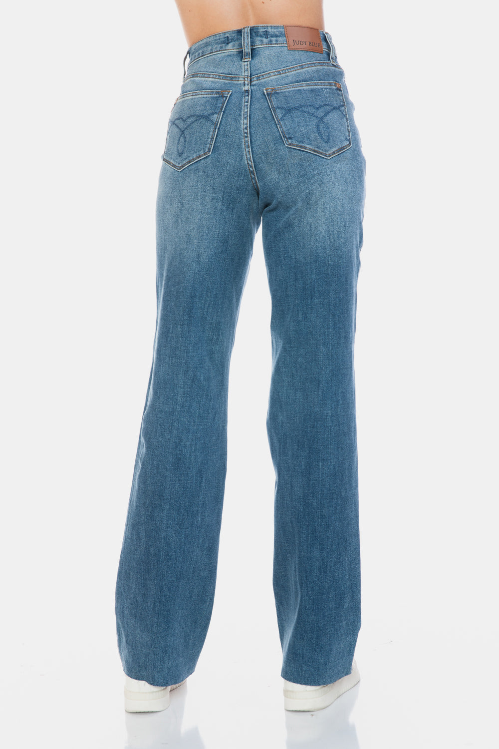 Judy Blue Full Size Tummy Control Cut Raw Hem Straight Jeans-Street 360-Medium-0/24-Urbanheer