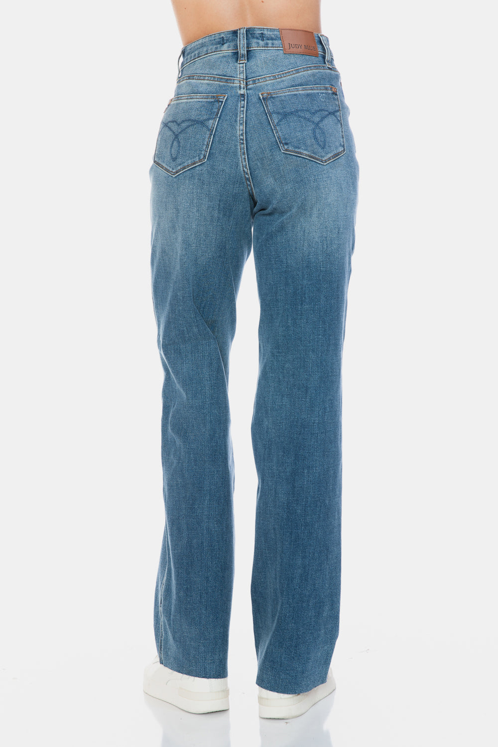 Judy Blue Full Size Tummy Control Cut Raw Hem Straight Jeans-Street 360-Medium-0/24-Urbanheer