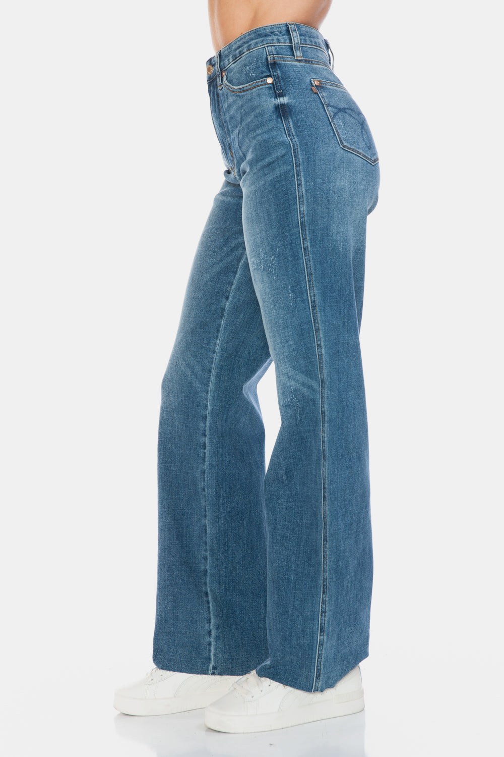 Judy Blue Full Size Tummy Control Cut Raw Hem Straight Jeans-Street 360-Medium-0/24-Urbanheer