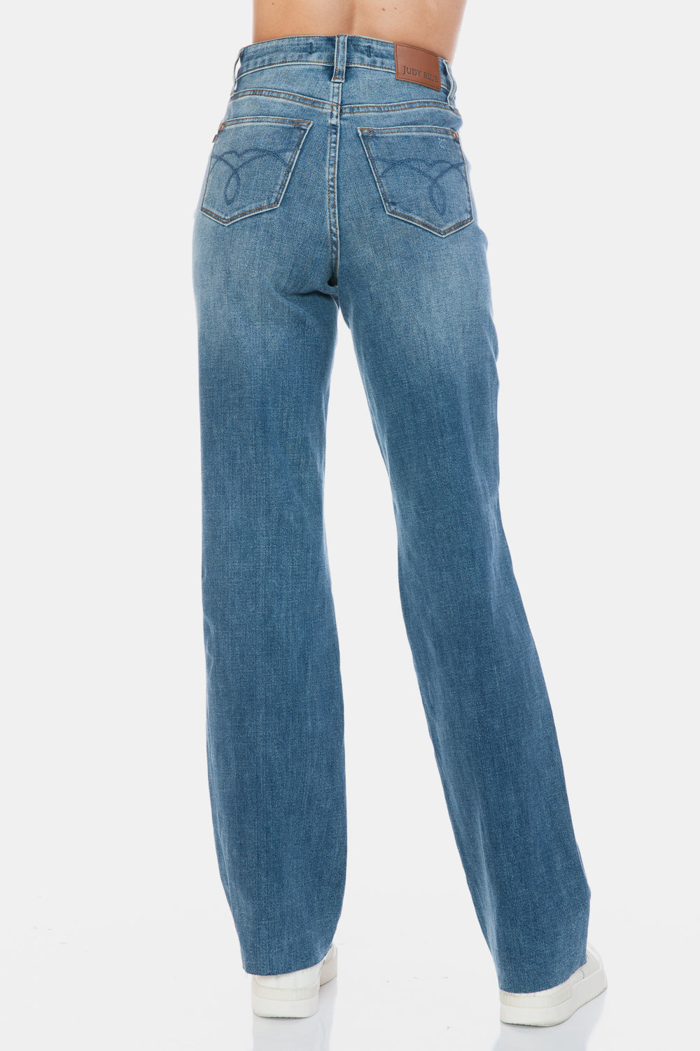 Judy Blue Full Size Tummy Control Cut Raw Hem Straight Jeans-Street 360-Medium-0/24-Urbanheer