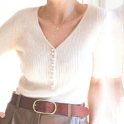 Judy Ribbed Cashmere Women's Blouse-Blouse-Bel Cashmere S.C.-L-Beige-Urbanheer