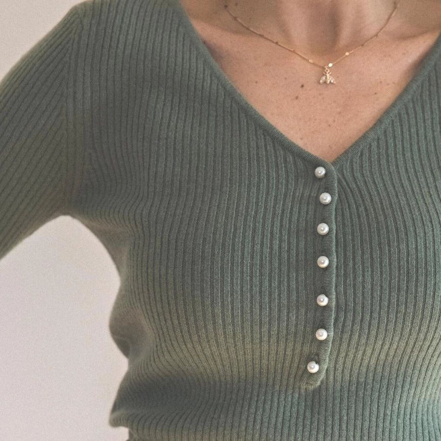 Judy Ribbed Cashmere Women's Blouse-Blouse-Bel Cashmere S.C.-L-Olive Green-Urbanheer