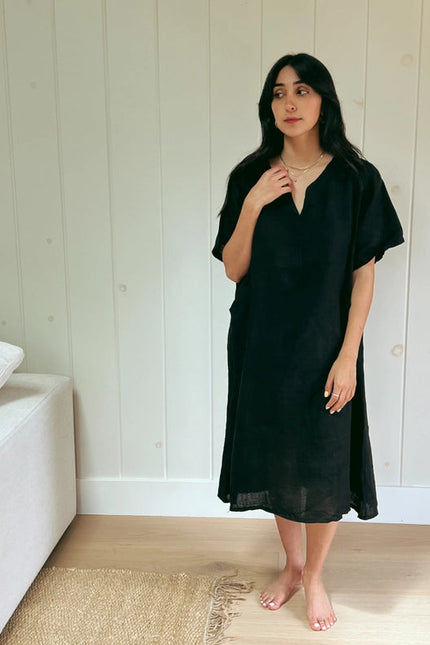 Julie Linen Dress In Black