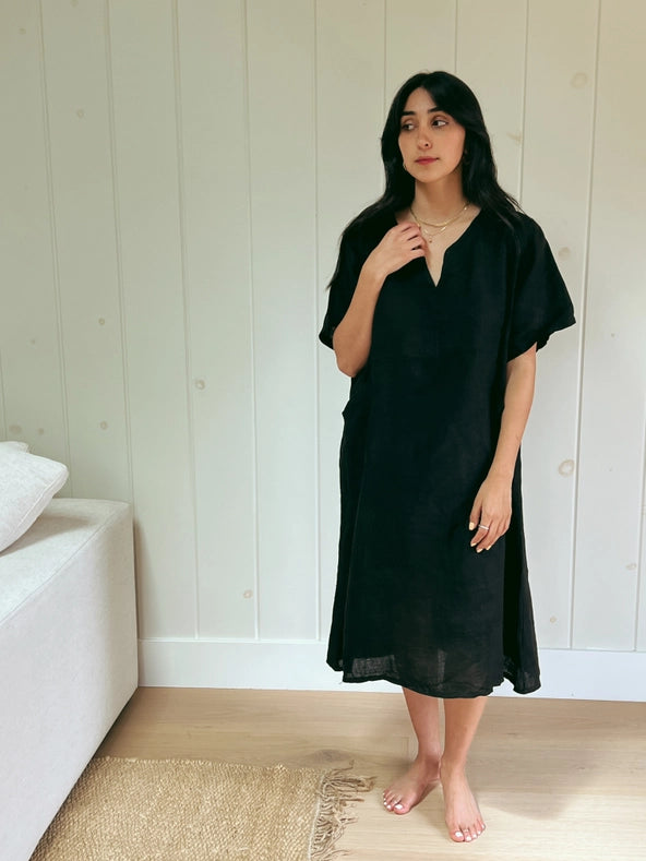 Julie Linen Dress In Black