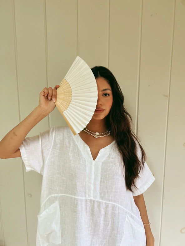 Julie Linen Dress In White-Dress-Marché-OS-Urbanheer