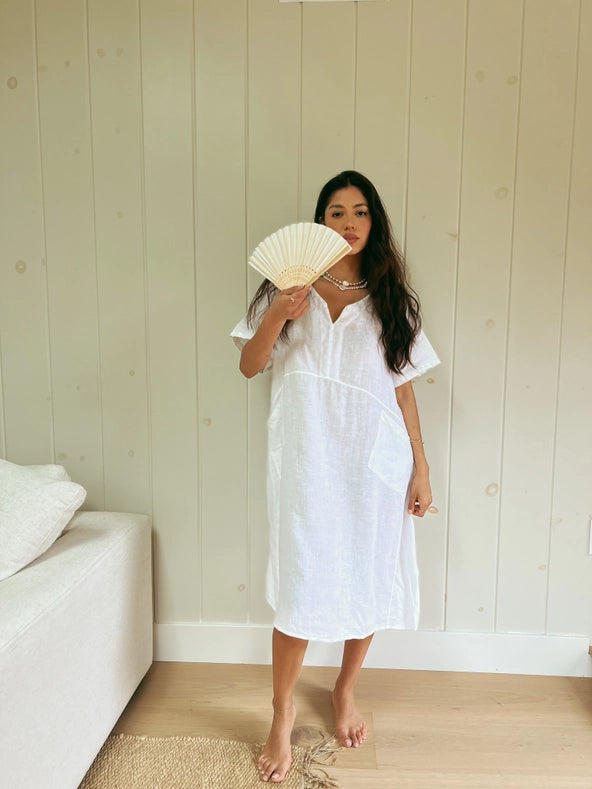 Julie Linen Dress In White-Dress-Marché-OS-Urbanheer