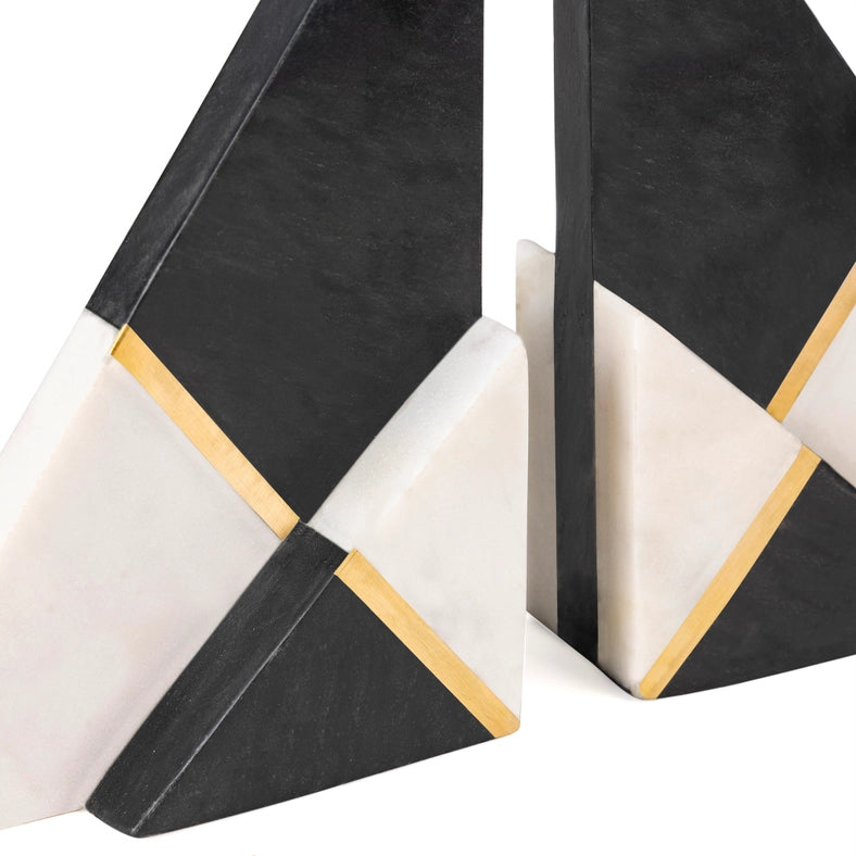 Kaavin Marble Bookends, Set of 2-Bookends-GAURI KOHLI-6.0" x 2.75" x 2.50" inches-Urbanheer
