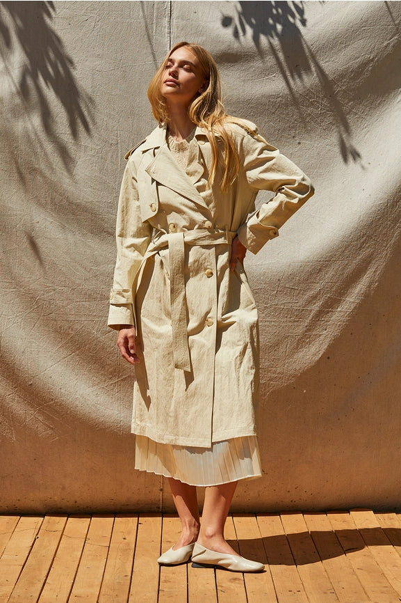 Kaden Crushed Trench Coat-Trench Coat-Crescent-XS/S-BEIGE-Urbanheer