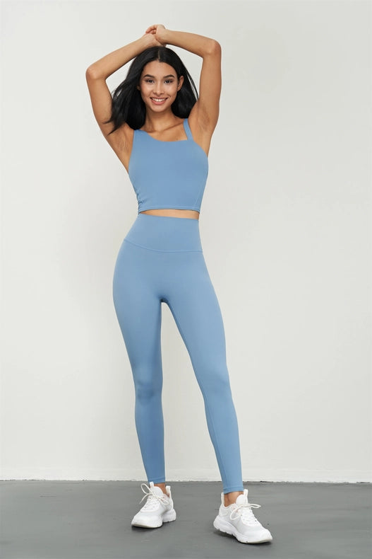 Kalina Lycra® High Waist Leggings Azure Blue-Leggings-91thelabel-S-Urbanheer