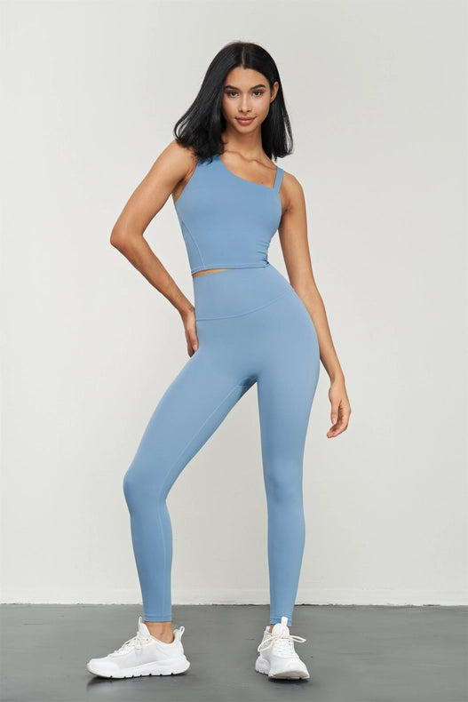 Kalina Lycra® High Waist Leggings Azure Blue-Leggings-91thelabel-S-Urbanheer