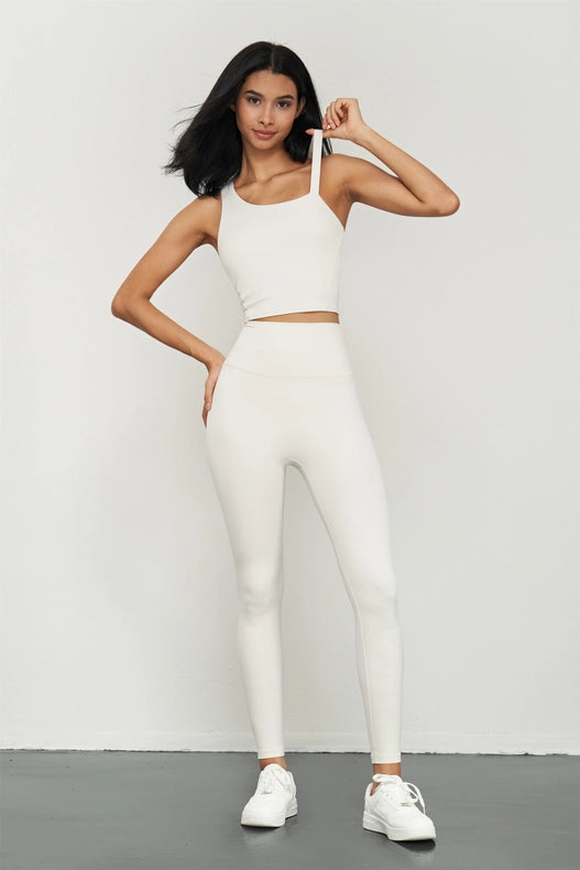 Kalina Lycra® High Waist Leggings Eggshell White-Leggings-91thelabel-S-Urbanheer