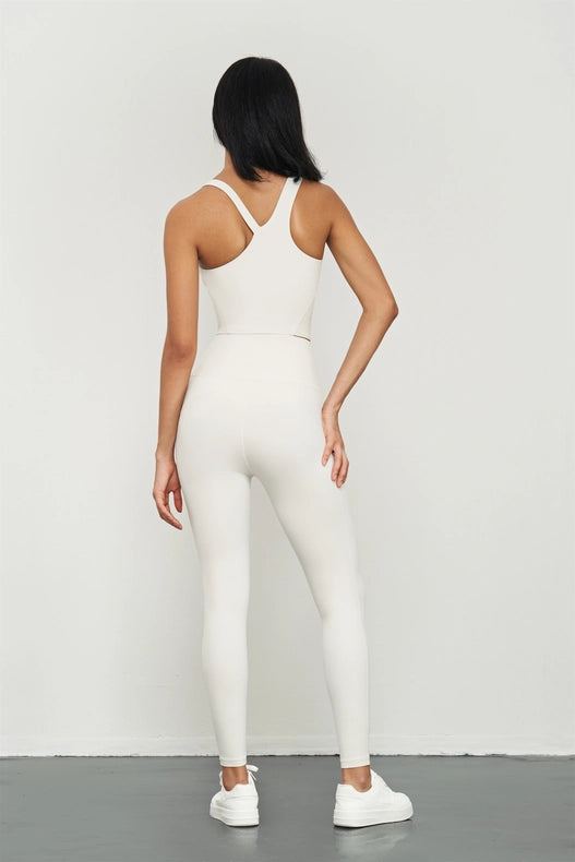 Kalina Lycra® High Waist Leggings Eggshell White-Leggings-91thelabel-S-Urbanheer