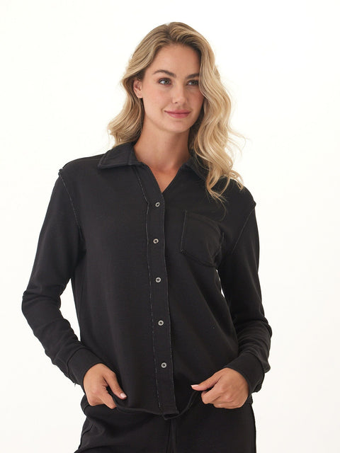 Kalynn Cotton Blend Terry Button-Down