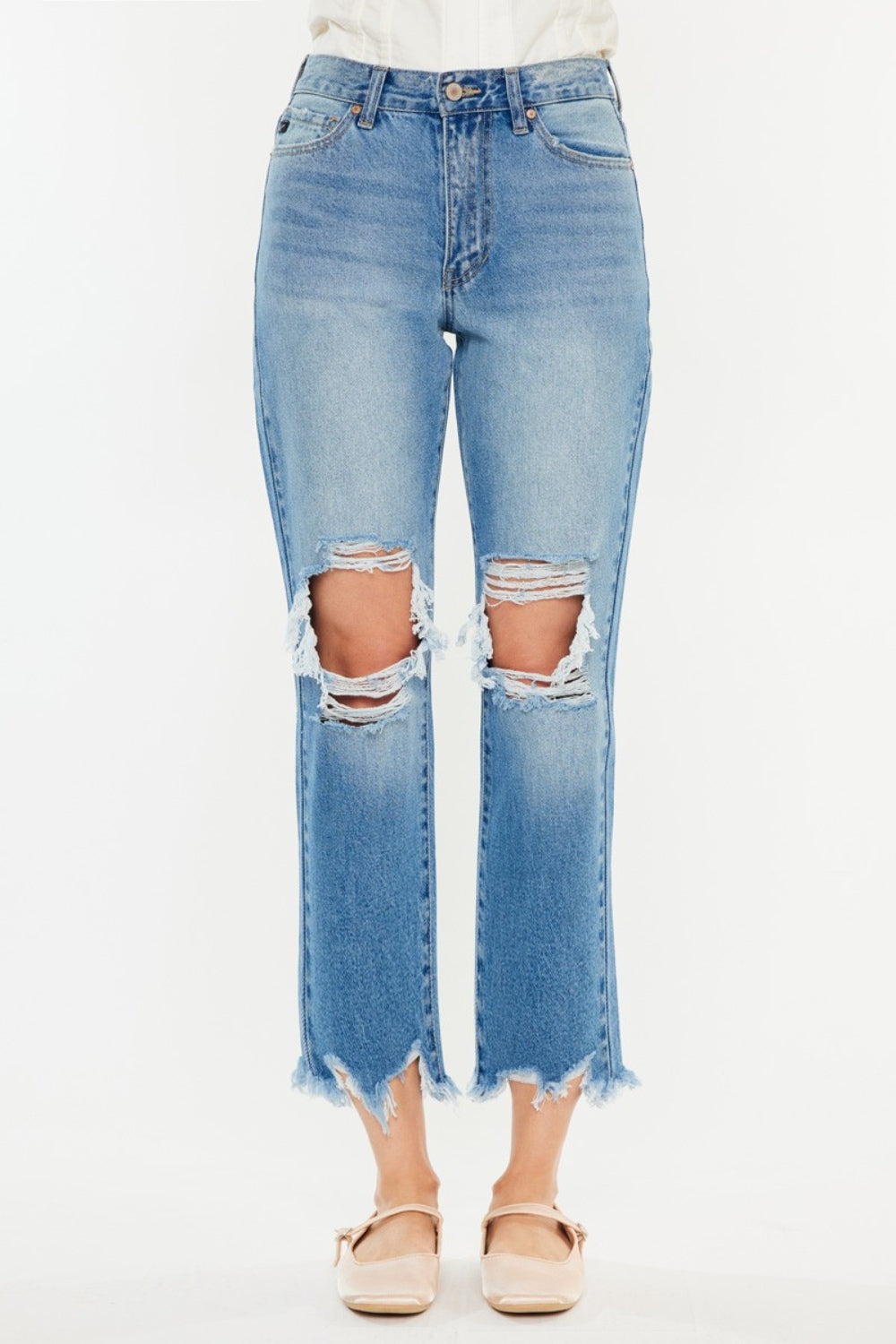 Kancan Distressed Frayed Hem Cropped Jeans-Street 360-Medium-0-Urbanheer