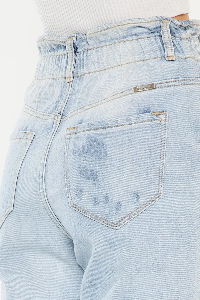 Kancan Open Pack Paperbag Mom Jeans-Trendsi-LIGHT-0/23-Urbanheer