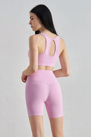 Kayden Cut-Out Back Sports Bra Pale Rose-Sports Bra-91thelabel-S-Pale Rose-Urbanheer