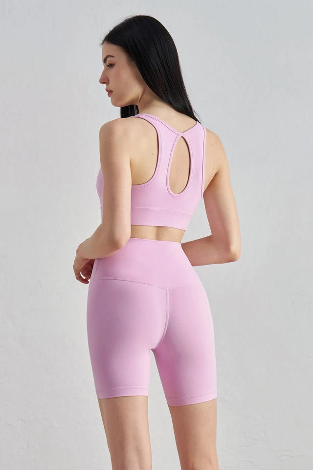 Kayden Cut-Out Back Sports Bra Pale Rose-Sports Bra-91thelabel-S-Pale Rose-Urbanheer