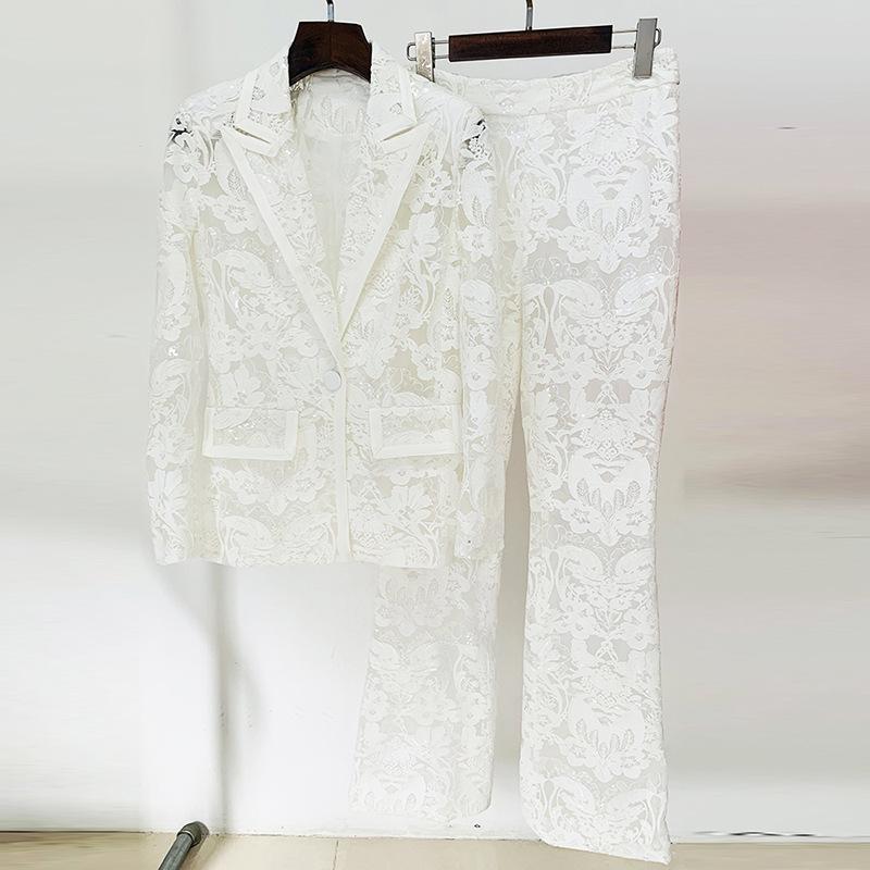 Keira White Lace Blazer and Pant Two Piece Set-Set-ALLARA-XS-White-Urbanheer