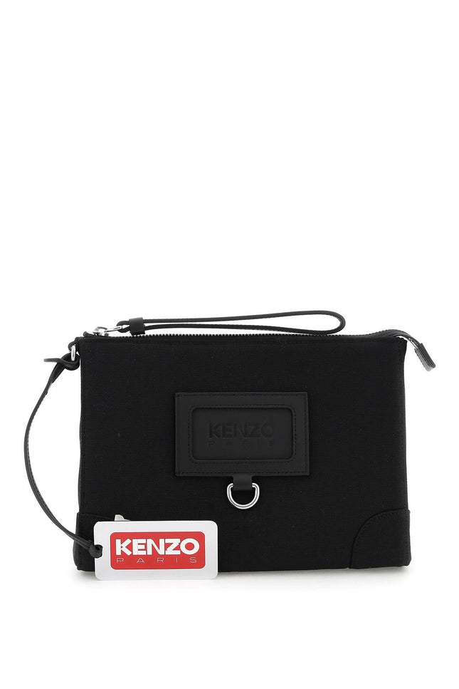 Kenzo branded fabric clutch with badge holder - Black-bags-Kenzo-os-Urbanheer