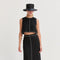 Kenzy Contrast Stitch Linen Maxi Skirt Black