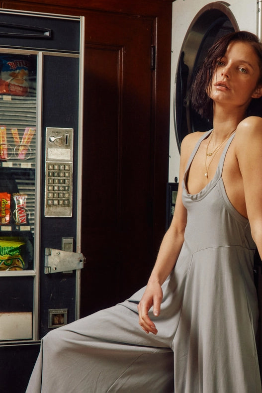 Keyhole Back Wide Leg Jersey Jumpsuit Silver Lake-Jumpsuit-Lara Daisy-S-Urbanheer