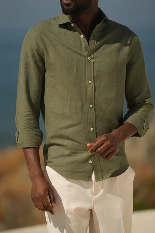 Khaki Linen Shirt-Shirt-DONATO-S-Urbanheer