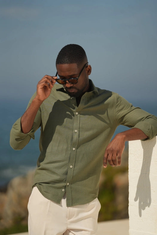Khaki Linen Shirt-Shirt-DONATO-S-Urbanheer