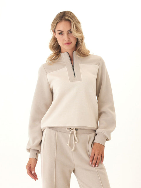 Kianna Triblend Fleece Colorblock Half Zip Pullover
