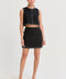 Kiara Contrast Stitch Linen Crop Top Black