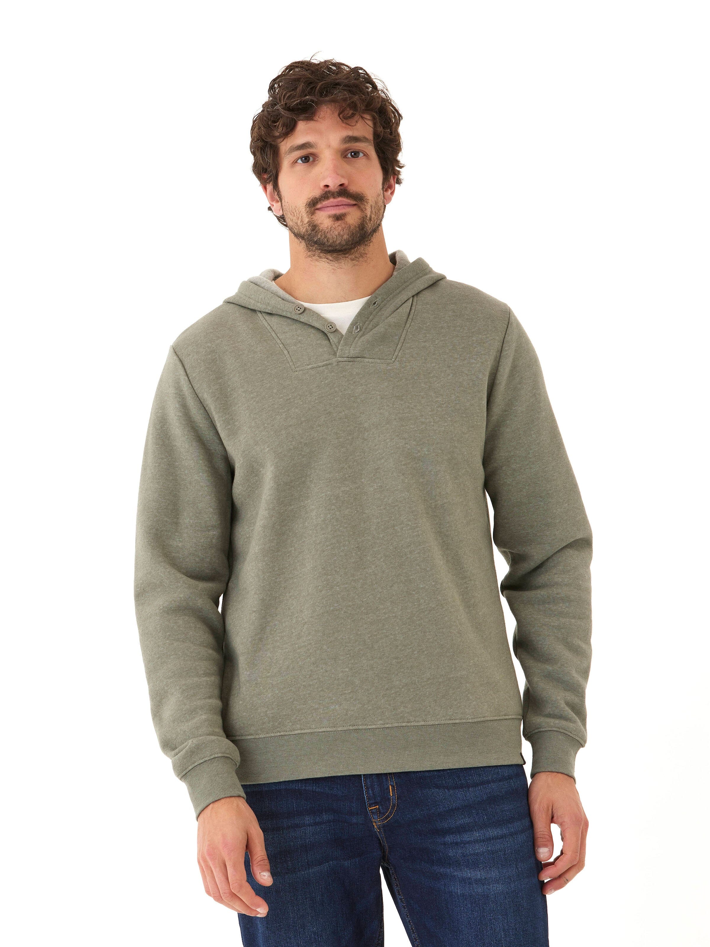 Kieran Triblend Fleece Henley Hoodie