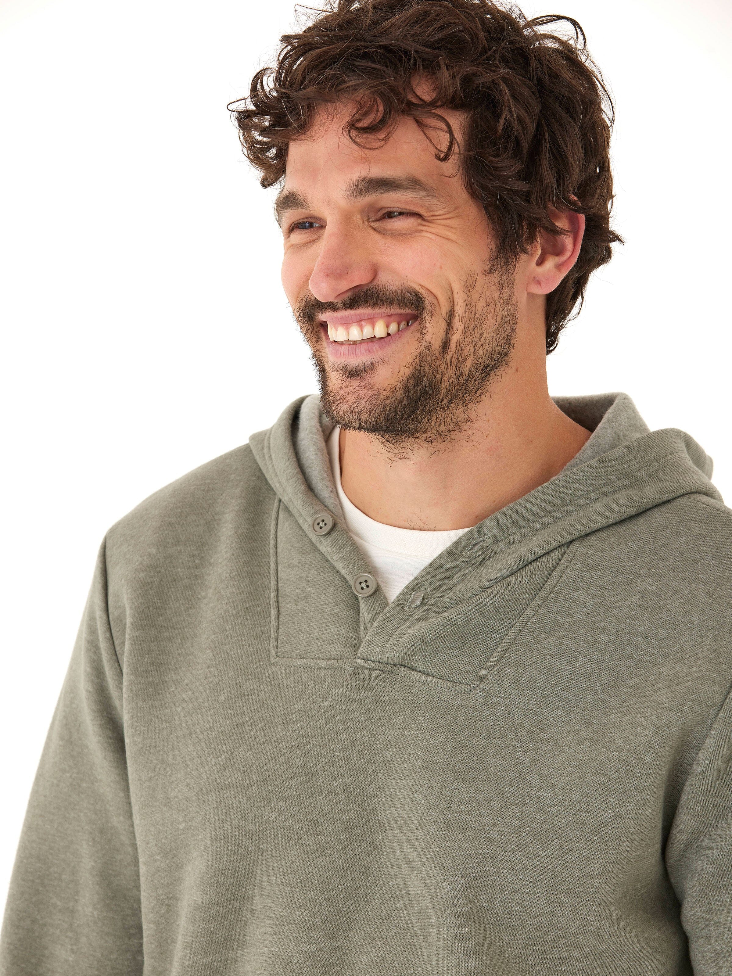 Kieran Triblend Fleece Henley Hoodie