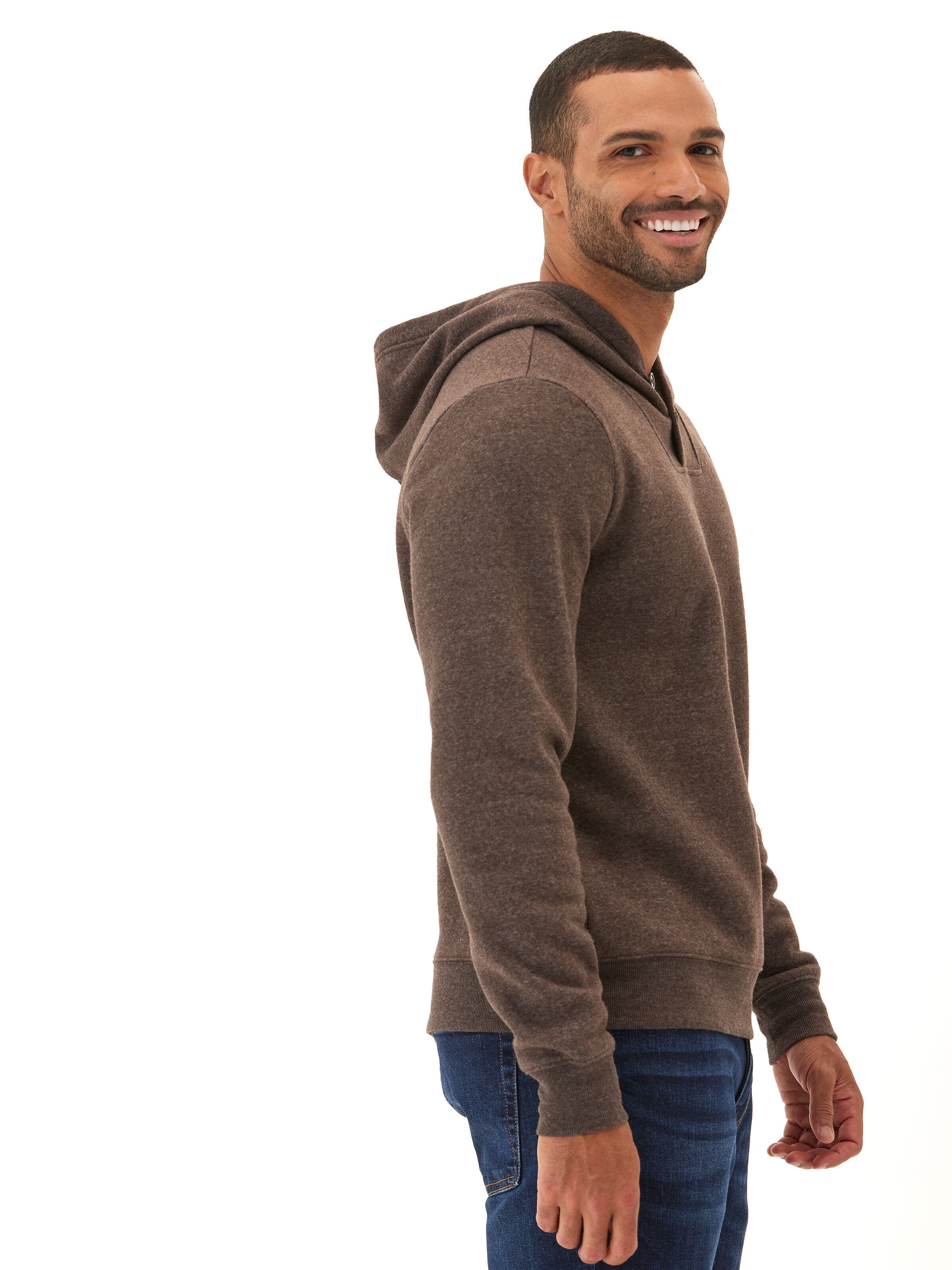 Kieran Triblend Fleece Henley Hoodie