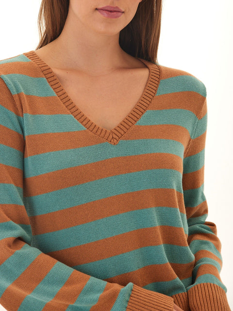 Kiley Summit Stripe Cotton Blend Bell Sleeve Sweater