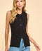 Knit Button Up Front Pockets Vest-Vest-TCEC-S-Black-Urbanheer