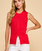 Knit Button Up Front Pockets Vest-Vest-TCEC-S-Red-Urbanheer
