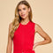Knit Button Up Front Pockets Vest-Vest-TCEC-S-Red-Urbanheer