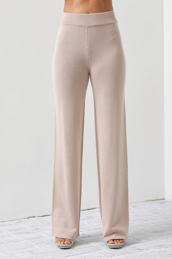 Knit Contrast Stitch Mock Neck Top and Pants Set-Set-RIVIR-S-Urbanheer