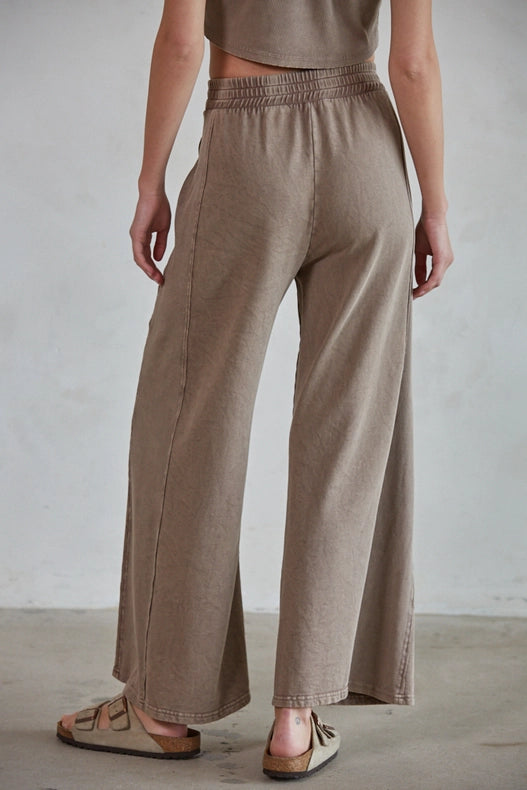 Knit Cotton Garment Dye Wide Leg Pants Mocha-Pants-By Together-S-Mocha-Urbanheer