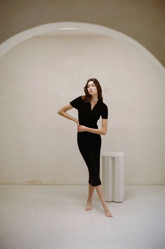 Knit Cotton Spandex Sweater Maxi Dress Black-Dress-a.ren-S-Black-Urbanheer