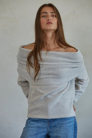 Knit Hacci Off Shoulder Long Sleeve Top-Top-By Together-S-Light Grey-Urbanheer