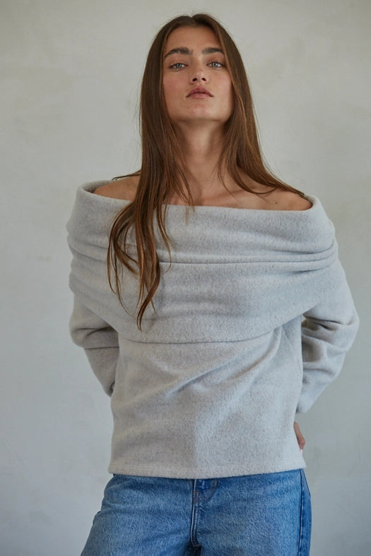 Knit Hacci Off Shoulder Long Sleeve Top-Top-By Together-S-Light Grey-Urbanheer