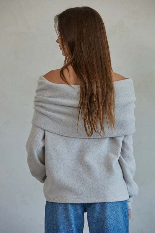 Knit Hacci Off Shoulder Long Sleeve Top-Top-By Together-S-Light Grey-Urbanheer