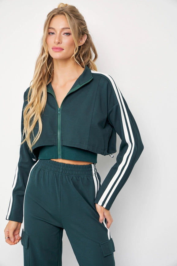 Knit Jacket and Track Pants-Set-RIVIR-S-HUNTER GREEN-Urbanheer