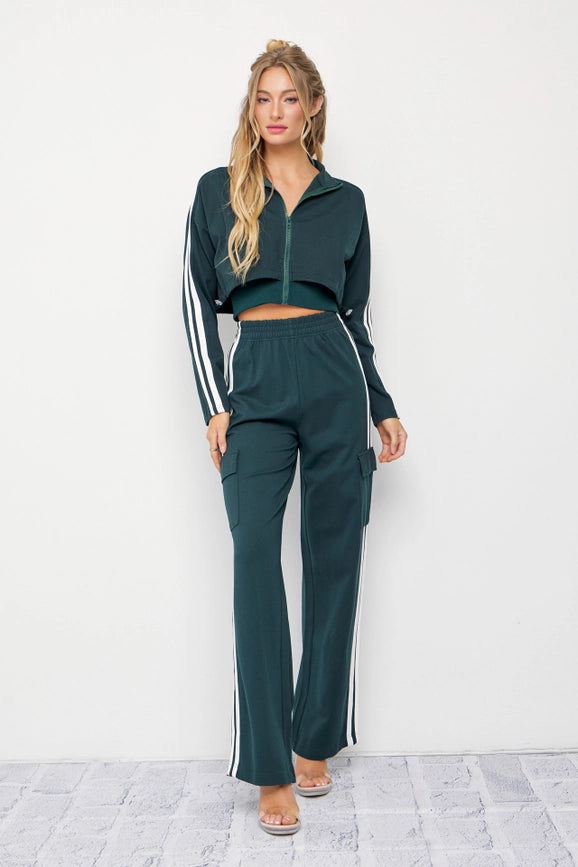 Knit Jacket and Track Pants-Set-RIVIR-S-HUNTER GREEN-Urbanheer